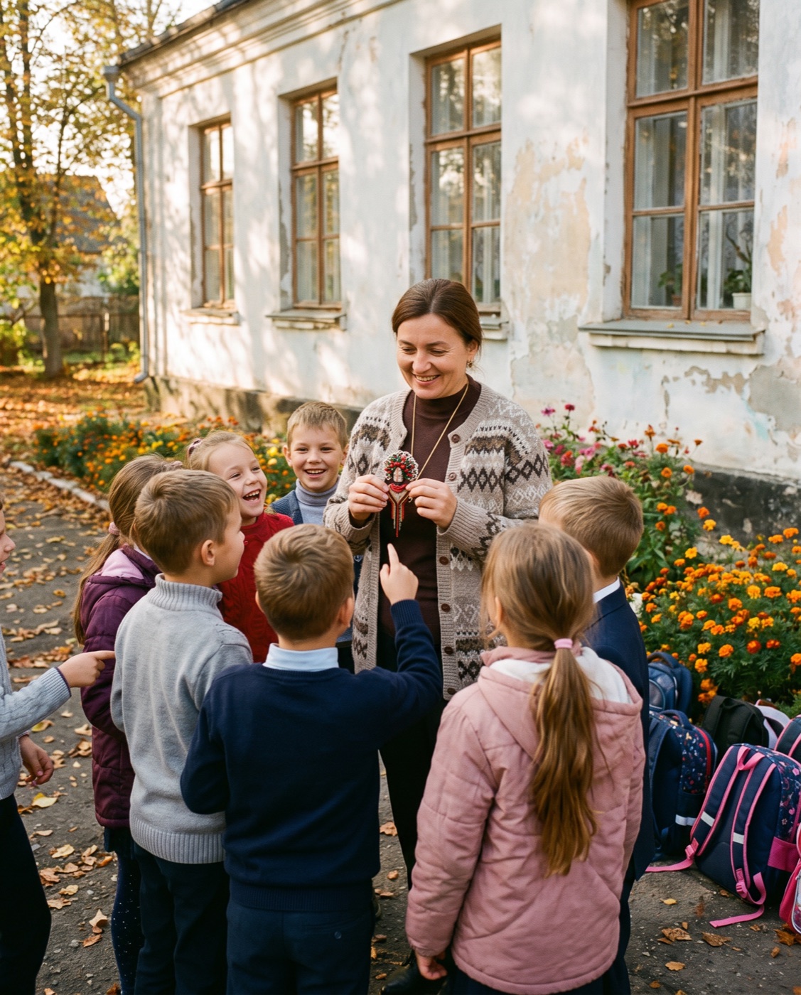 Шкільне подвіря, 1 вересня, атмосфера